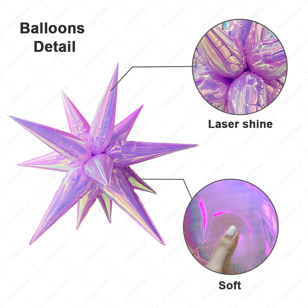 New Fantasy Purple 12 Point Spike Party Decor Magic Star Balloons Party Supplies Starburst Balloons Explosion Star Foil Balloons