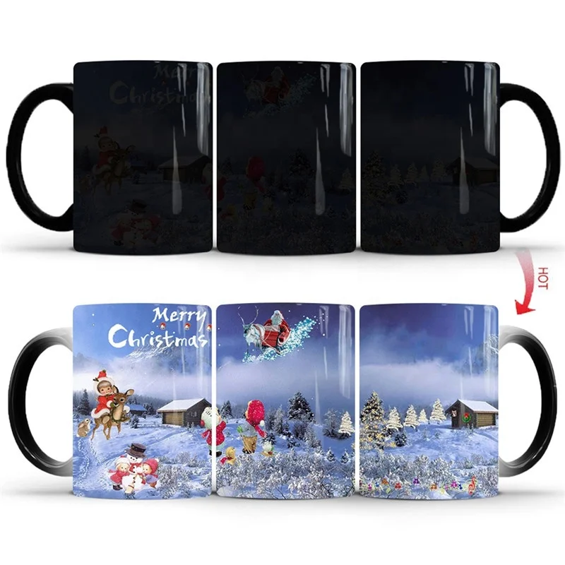 Custom Magic Color Changing Cups Heat Transfer Printing Temperature Changing Cups Travel Sublimation Coffee Porcelain Mug