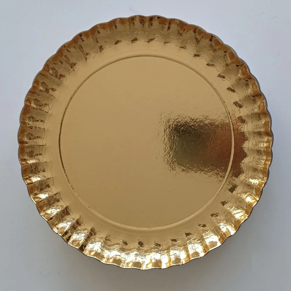 Hot Selling Disposable Food Dish Tableware Paper Dishes Custom Wedding Party Heavy Duty Gold Dish