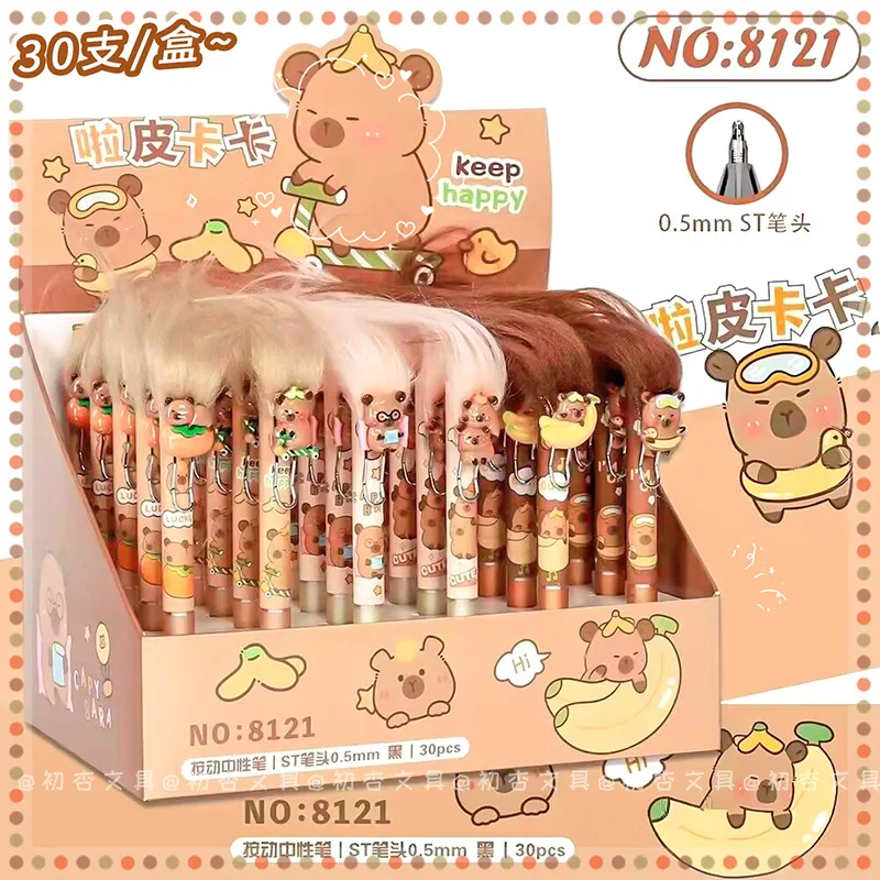 Creative Capybara Gel Pen Funny Black Ink Pen 0.5mm Writing Width Students Fun Explosive Hair Press Made Plastic Promotional Use