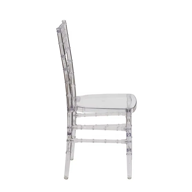 Modern Banquet Resin Acrylic Plastic Crystal Clear Transparent Outdoor Dining Chairs For Events Wedding Party