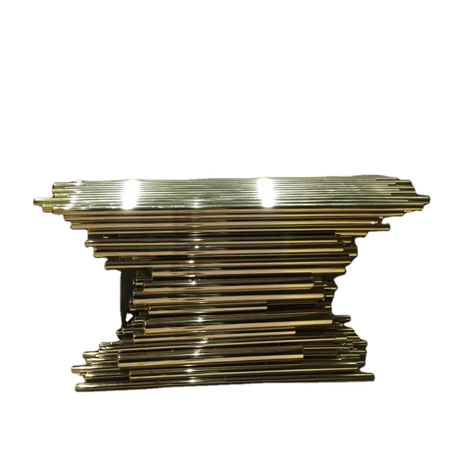 Brass tubes console table entry furniture light luxury console table  Hallway Decorative furniture Art Decorative Side Table
