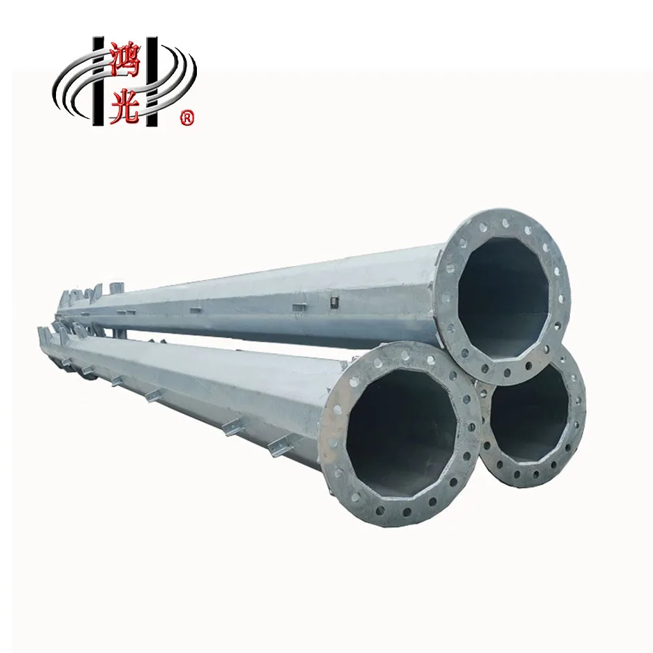 Customized hot Dip Galvanized Electric Power Pole Transmission Line Pole Steel  Poles