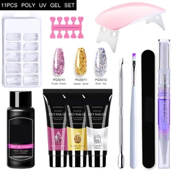 Nail tips tool brush equipment  full manicure nail set kit with uv lamp for women