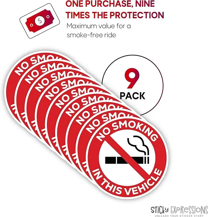 2024 Hot Selling  New Products Vehicle No Smoking Stickers Durable, Waterproof Vinyl Car Stickers - Perfect Smoke Free Logo Sign