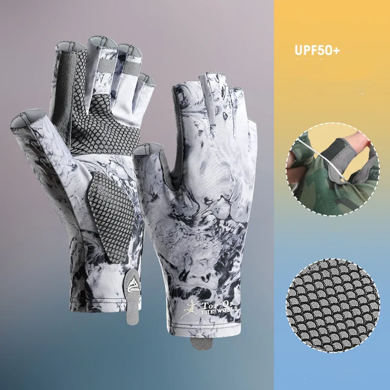 Wholesale Fingerless Fishing Gloves Lightweight Uv Protection Sun Gloves Men Women For Kayaking Hiking Paddling Canoeing Rowing
