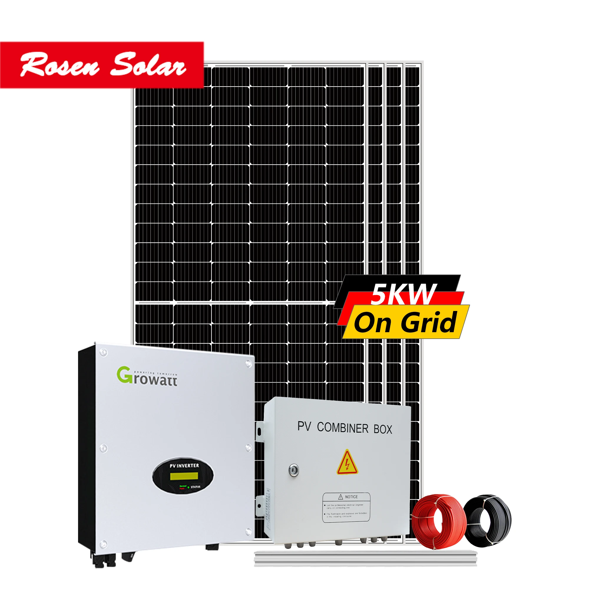 High Efficiency 5000 Watts Full Sets Solar Panels On Grid 5kw Power System Kit with Mppt Control