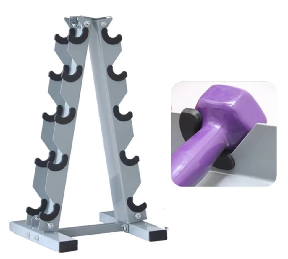 Wholesale Fitness Equipment Vertical Fixed Multi-functional Dumbbell Rack A-frame Hexagon Dumbbell Rack for Home Gym