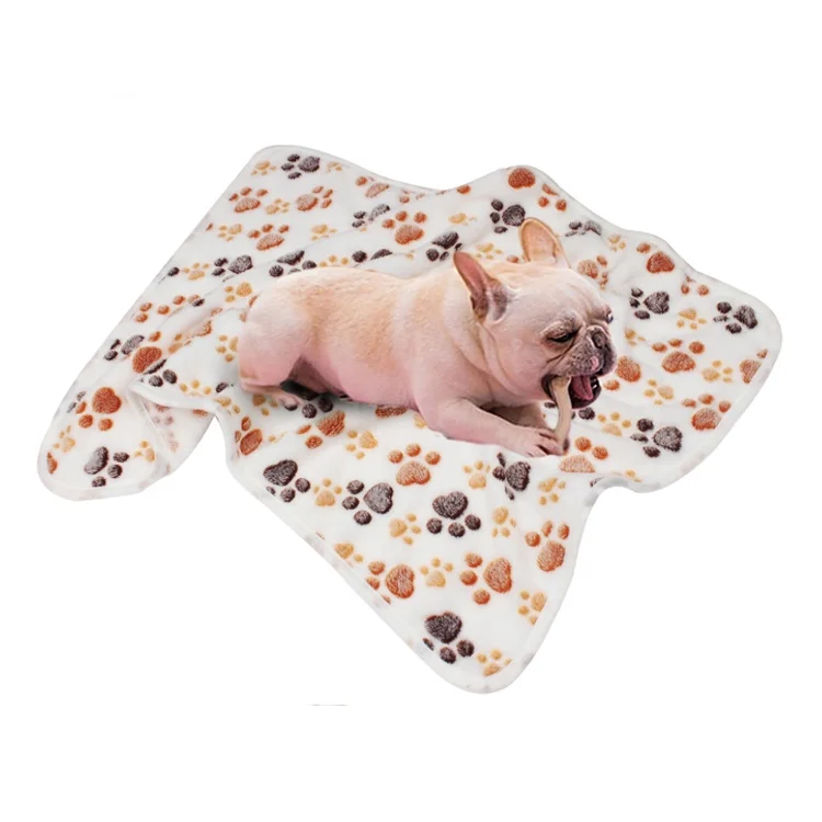 
New Pet Soft Touch Foot Printing Hamster Mat Cat Dogs Puppy Luxury Coral Fleece Blanket 