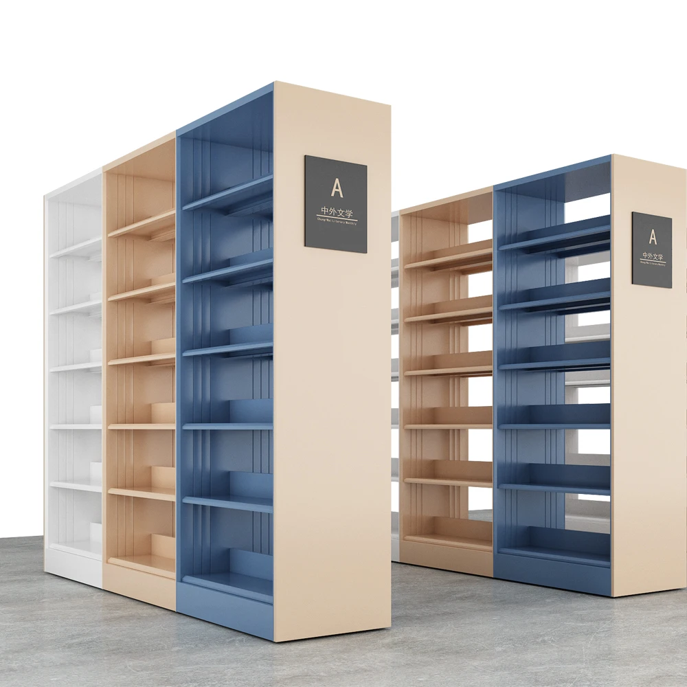 Customized Modern Metal Steel Library Bookcase 5 pcs Adjustable Layers Library Bookshelf Furniture