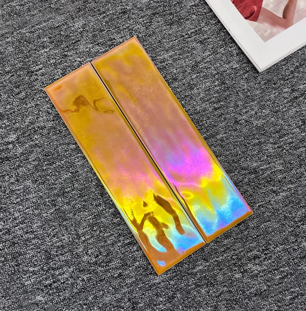 Factory hot sale multicolour metal tile electroplating brick wall tiles ceramic marble tiles for hotel bar KTV and villa