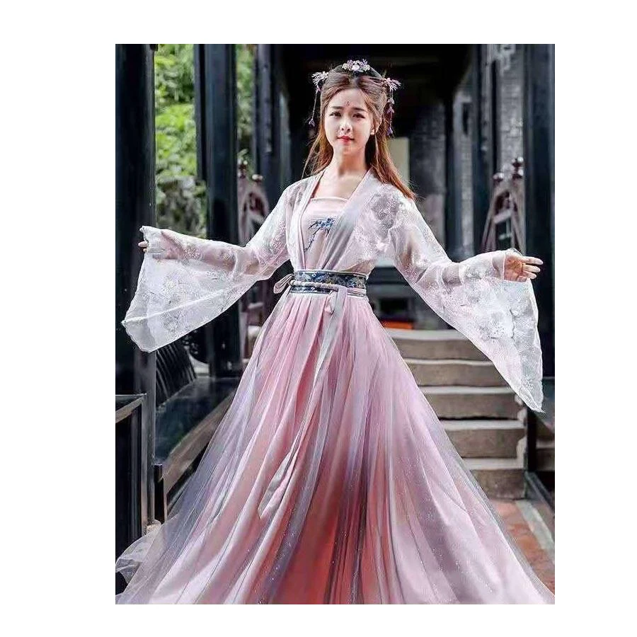  Женское традиционное китайское свадебное платье Hanfu Осенние фантастические карнавальные сказочные костюмы династии Тан наряд для