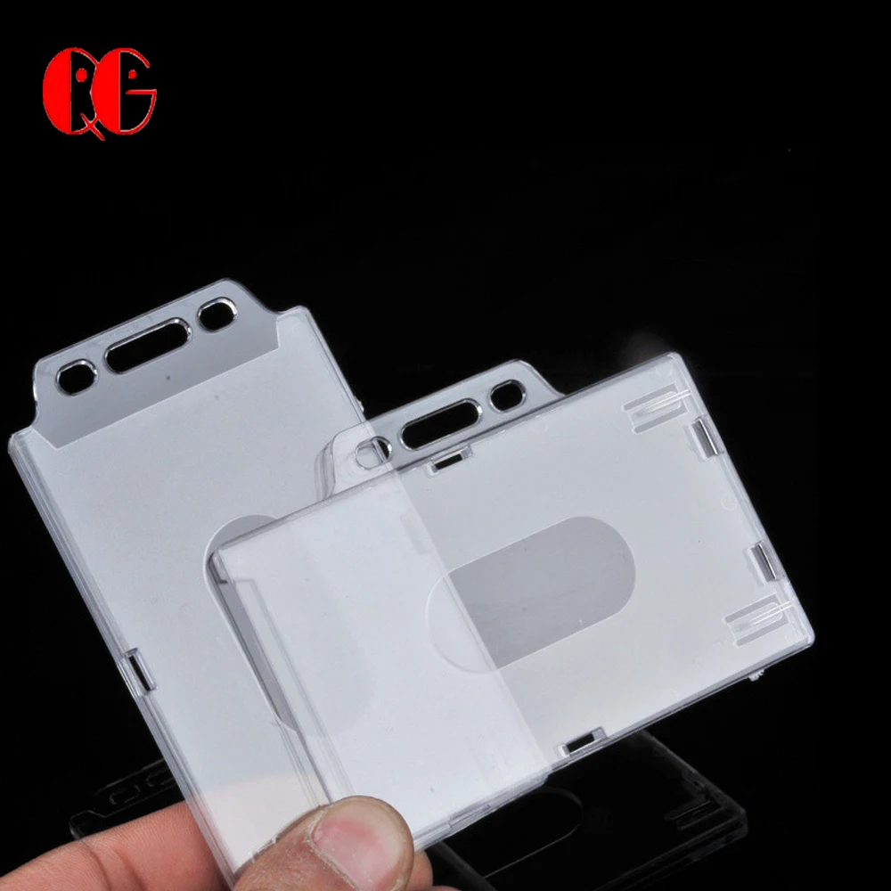 Design Office Supplies Clear Acrylic Hard Plastic Multi-useBadge Work ID Card Holder Protector Cover Case ID Card Holder