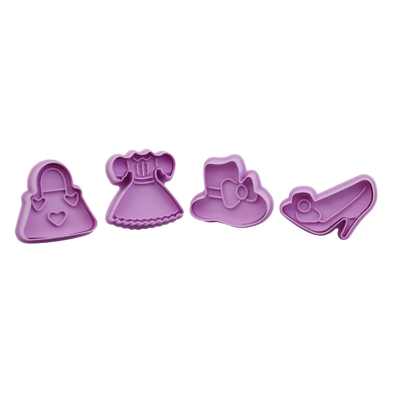 
3D Stamp Cartoon Plastic DIY Cookie Cutter with Spring-action Cookie Tools Durable Kitchen Tools Custom Packing Acceptable 