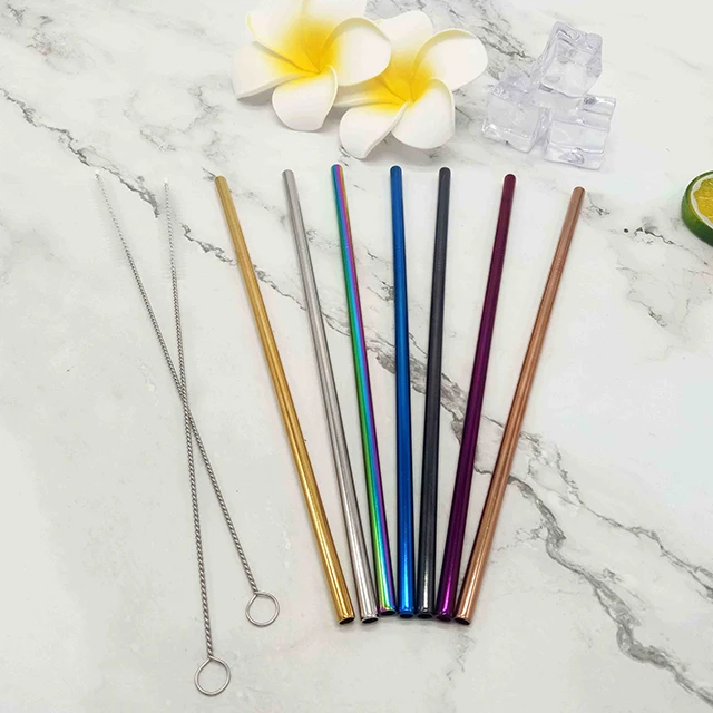 Reusable Colorful  Metal Various packaging Bent Straight Drinking Stainless Steel 304 Straw