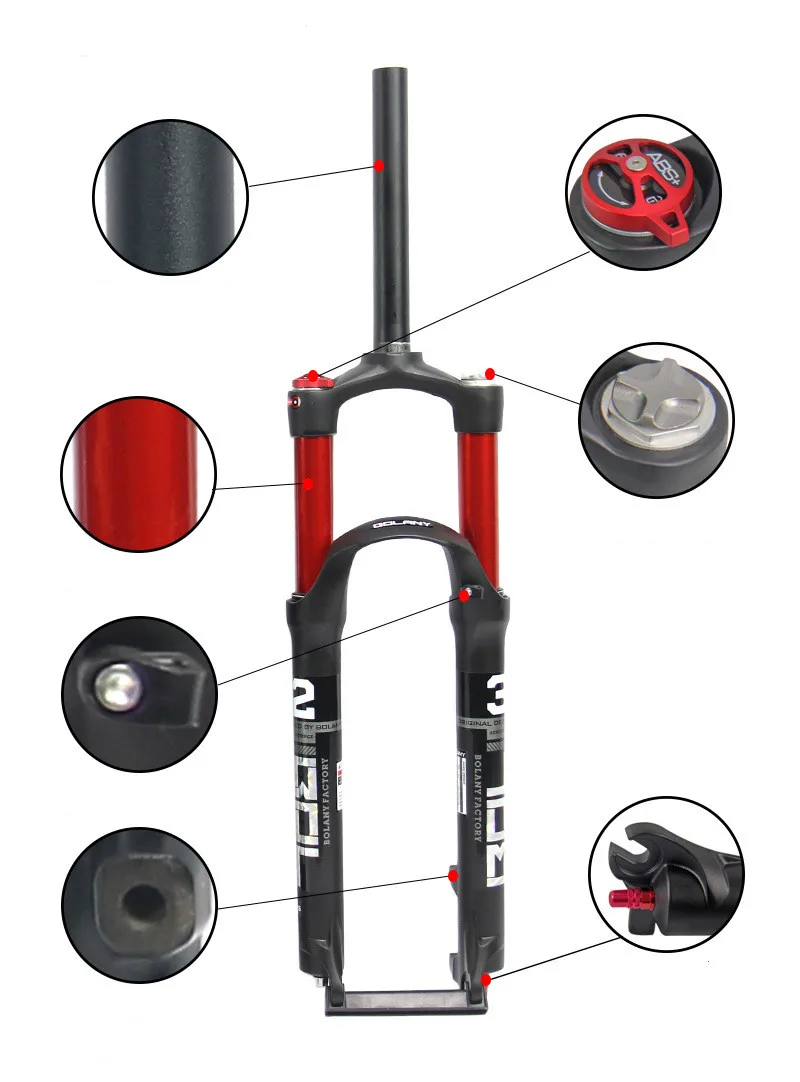 Bicycle Fork Aluminum Alloy Suspension Fork Bicycle Air Pressure A pillar Shoulder Control MTB Fork