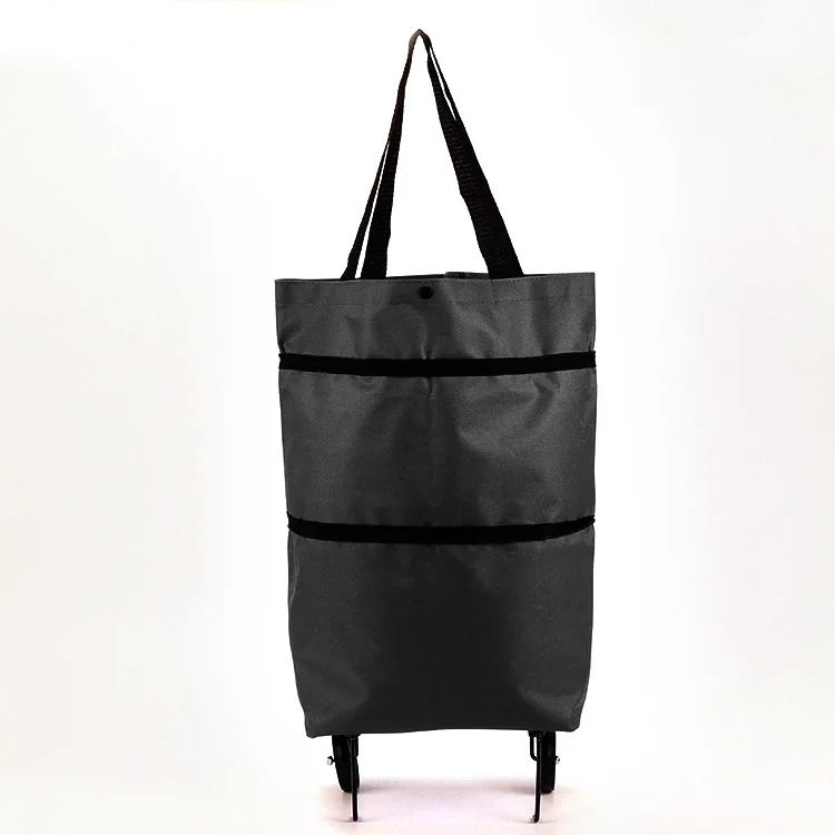 
Wholesale 600D Oxford Cloth New Small Foldable Portable Market Wheeled Light Weight Vegetable Black Shopping Trolley Bags 