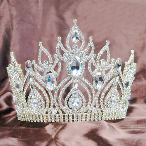 4 дюйма высота Пользовательские изумруд бриллиант праздник диадемы Леди Театрализованное Корона Диадемы