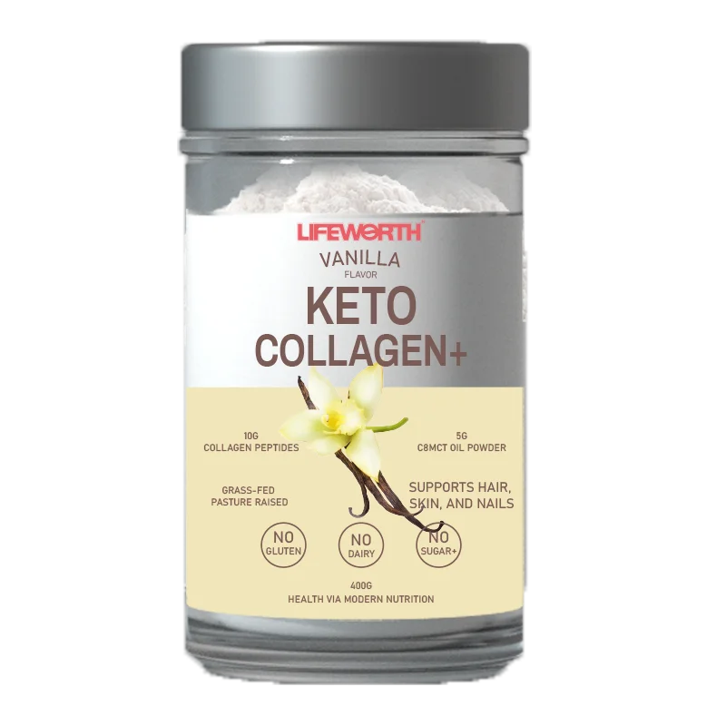 LIFEWORTH OEM Multi Collagen Protein Peptides powder Grass Fed Type I III keto friendly Hydrolyzed MTC Oil supplement