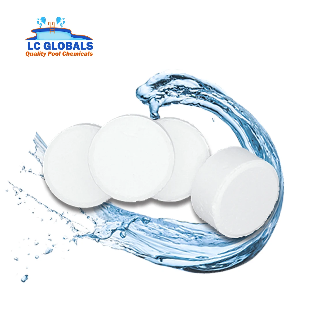factory price  1g 2g 20g 200g tablet 3 inch chlorine Tablets white chlorine granular 50lb per bucket  tcca