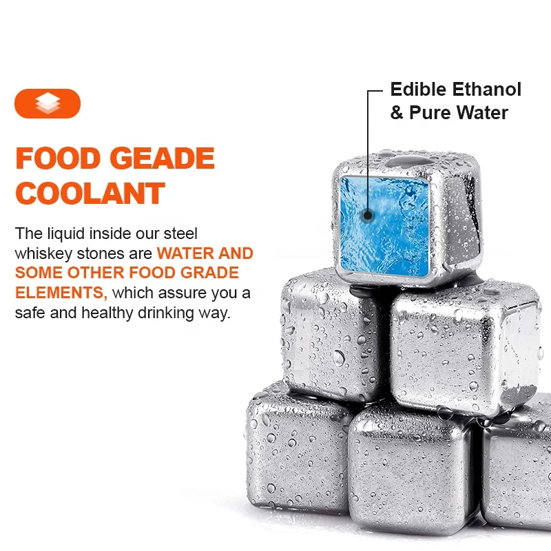 Artificial Round Square Stone Stainless Steel Ice Cubes For Coffee