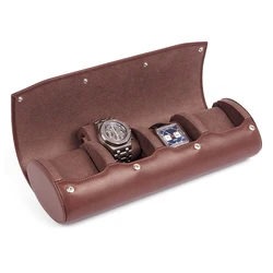 Custom Genuine PU Watch Box Organizer Watch Box Traveller 4 slots Watch Roll Case