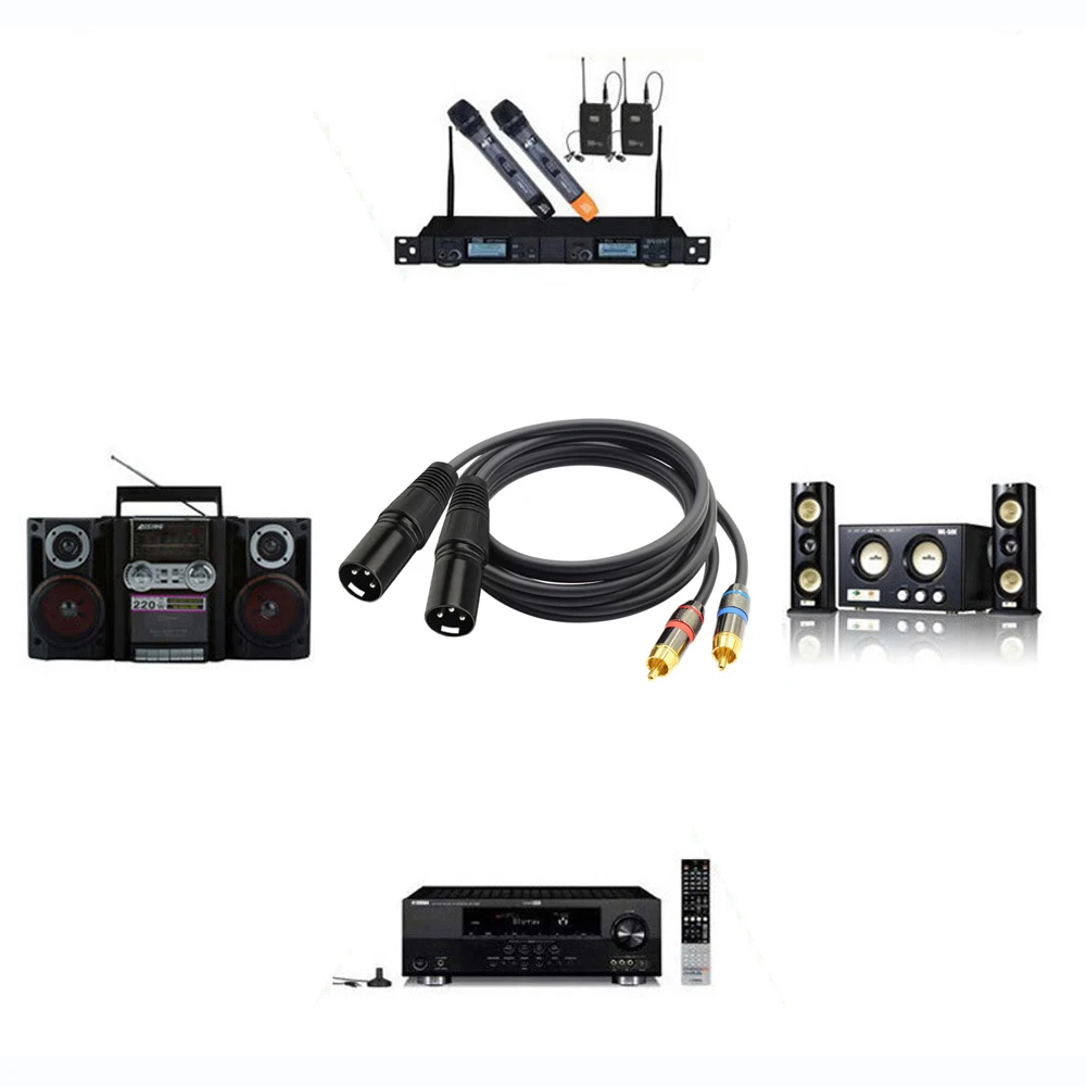 RCA to XLR Adapter Cable 1.5m Gold Plated 2RCA Male Plug To 2XLR Female Audio Extension Cable For Mixer Pure Copper Wire