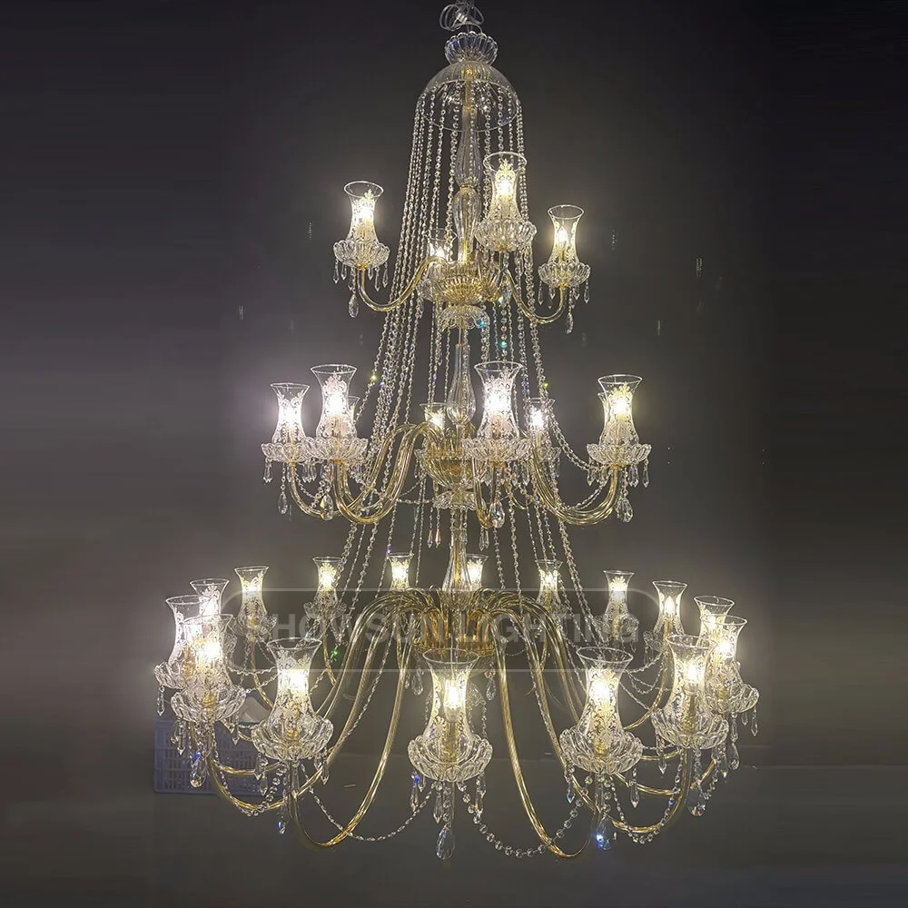 Luxury Large Wedding Light Banquet Hall Hotel Lobby Decoration Crystal Chandelier for Weddings