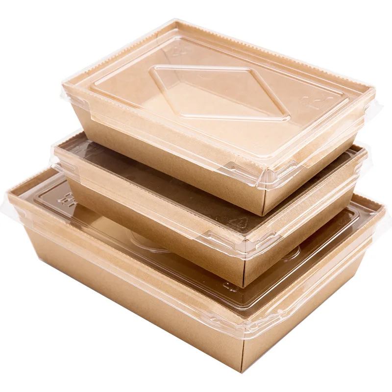 
OEM Disposable Kraft Paper Lunch Box Caixas Personalizadas Sushi Boxes Cajas De Papel Food Wrapping Waterproof Paper Lunch Box 
