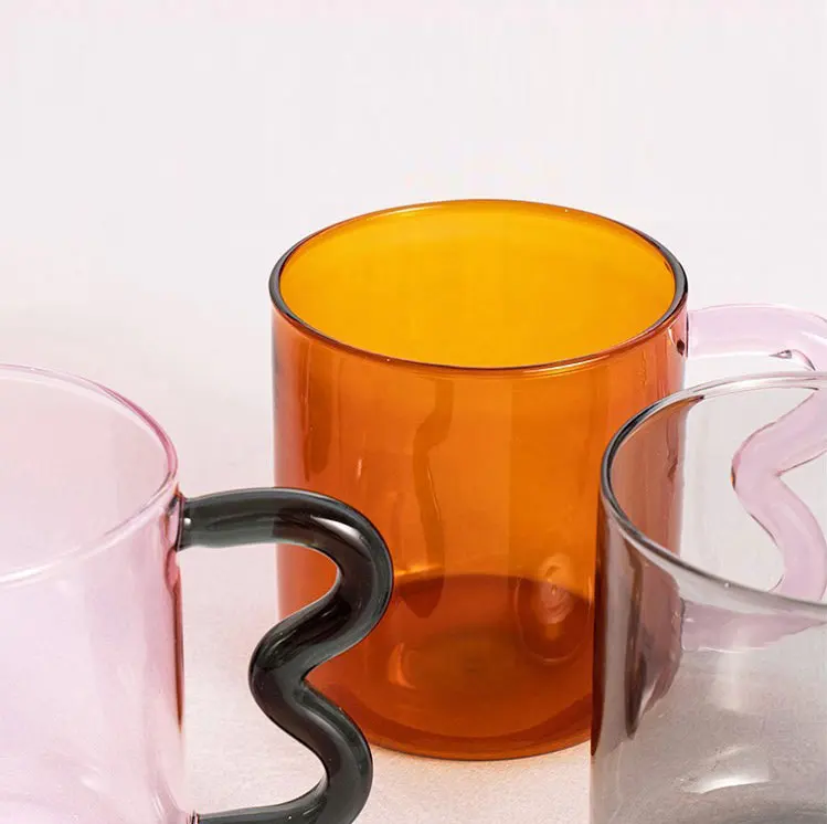 Customizable High quality borosilicate glass drinkware Creative water bottle tea coffee glass cups glass coffee mug