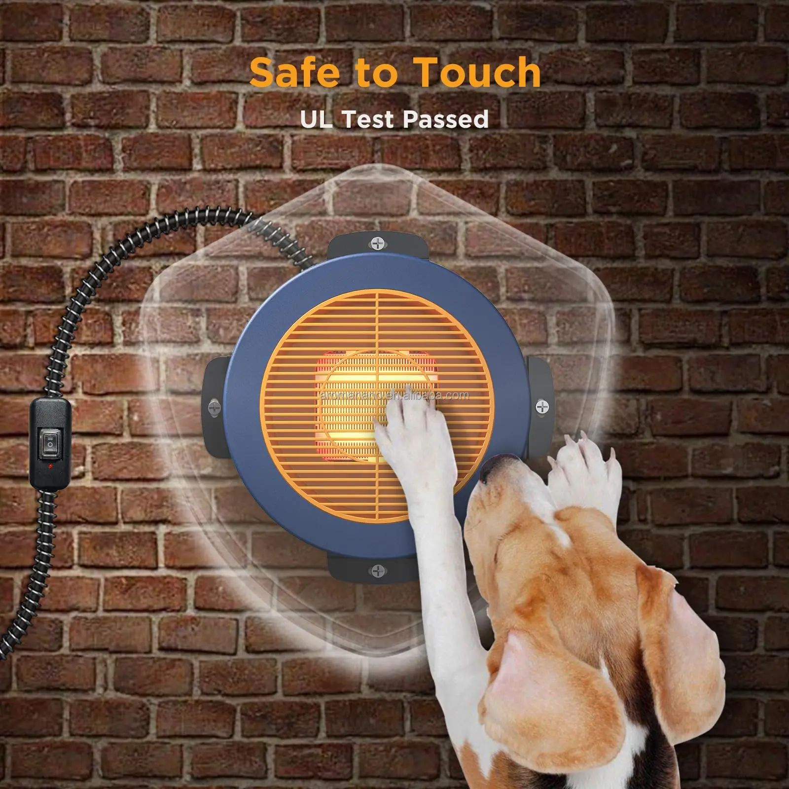 AromaNano Neighborhood Dog House Heater Wall Mount, 10ft Anti Bite Cord Electric Warmer for Hound Kennel Cat Cage Chicken Coop