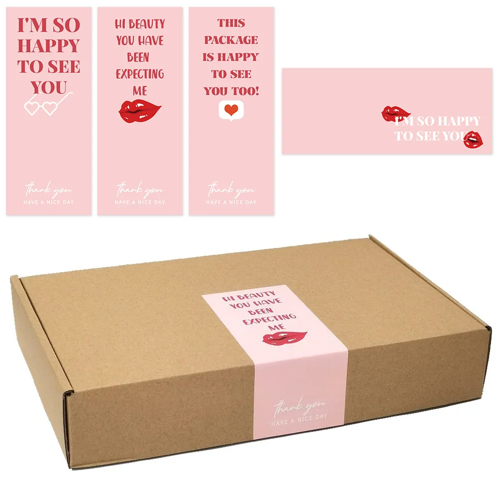 Pink Wrapping Waterproof Gift Box Sealed Rectangular Gifts Thank You Seal Sticker