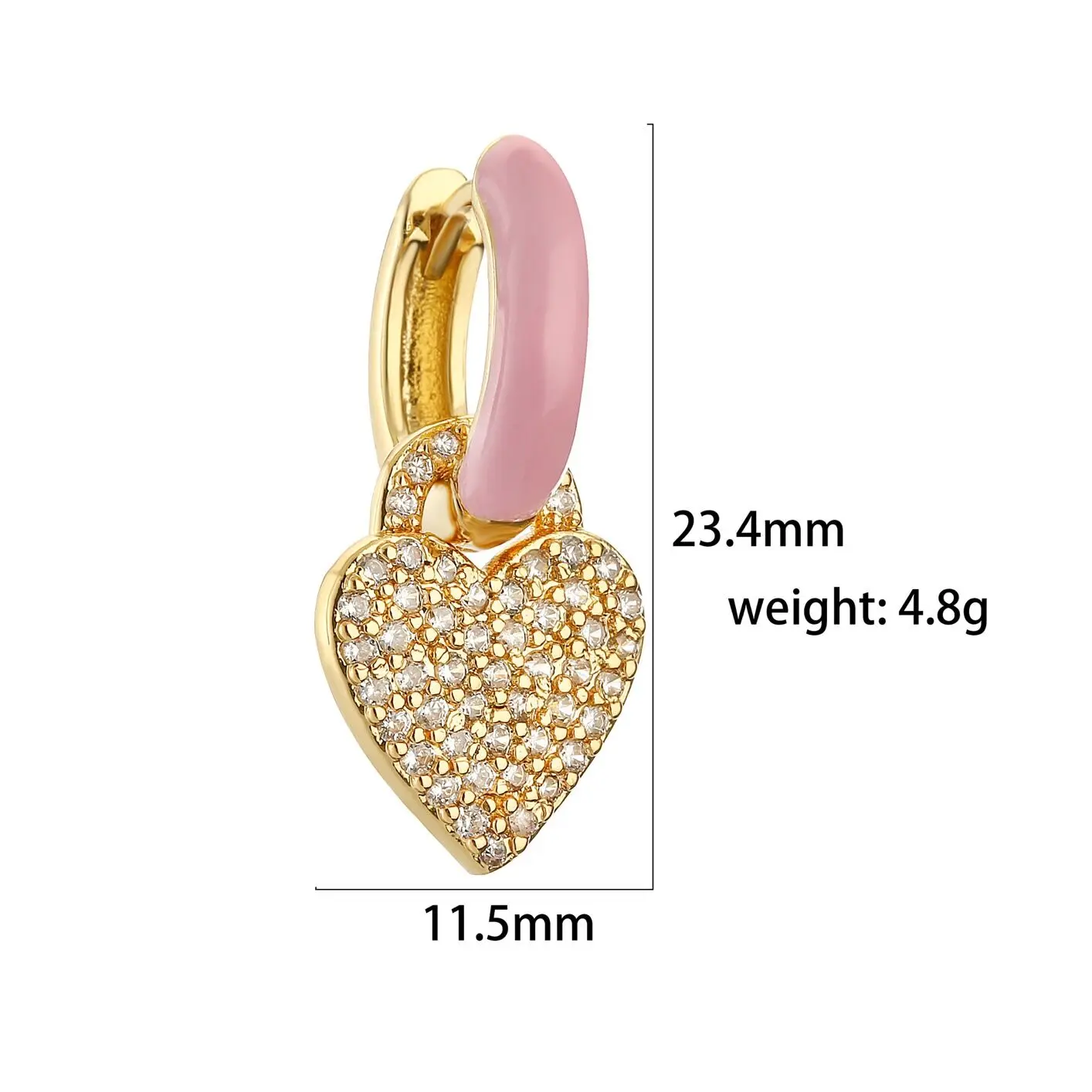 EYIKA Colorful Neon Enamel Heart Drop Earrings Women Accessories Y2K Statement Jewelry Paved Zircon Heart Dangle Earrings