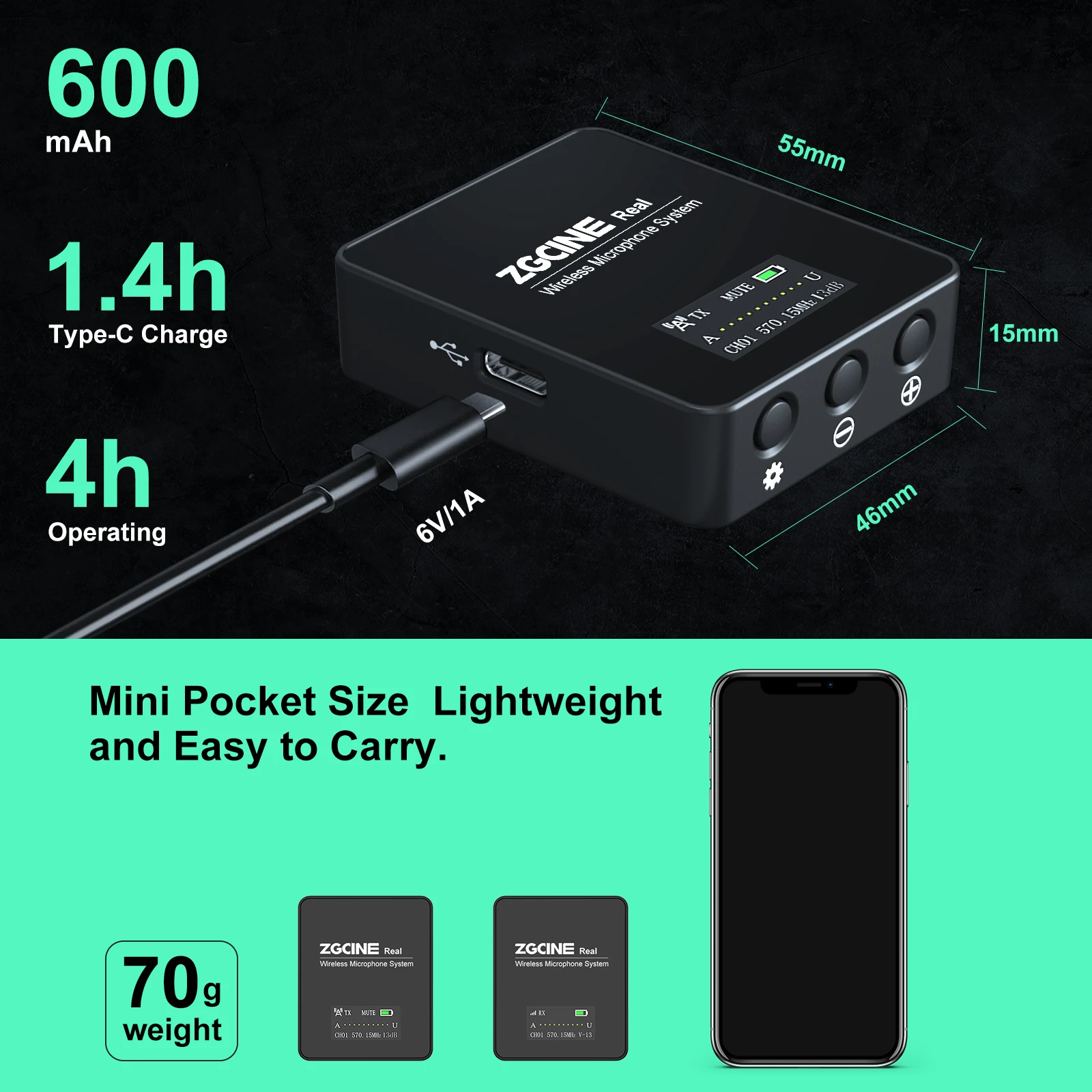 Профессиональная двухканальная UHF Беспроводная микрофонная система ZGCINE Sokani микрофон для видеозаписи телефона