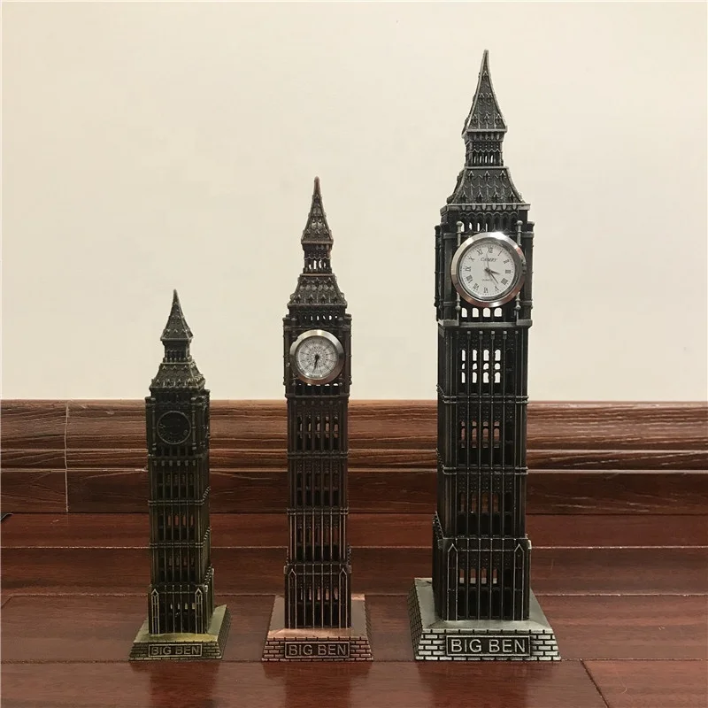 yuyang World Famous Architecture Antique Metal Crafts London Souvenir Big Ben Model for Office Ornaments