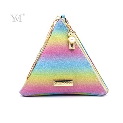 PVC leather cosmetic bags triangle oem colorful small pouch make up bag for women