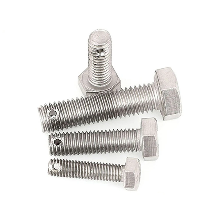 Good Sale Stainless Steel AISI ANSI 304 316 316L Plain Finish Hex Bolt With Split Pin Hole On Shank DIN931 DIN933