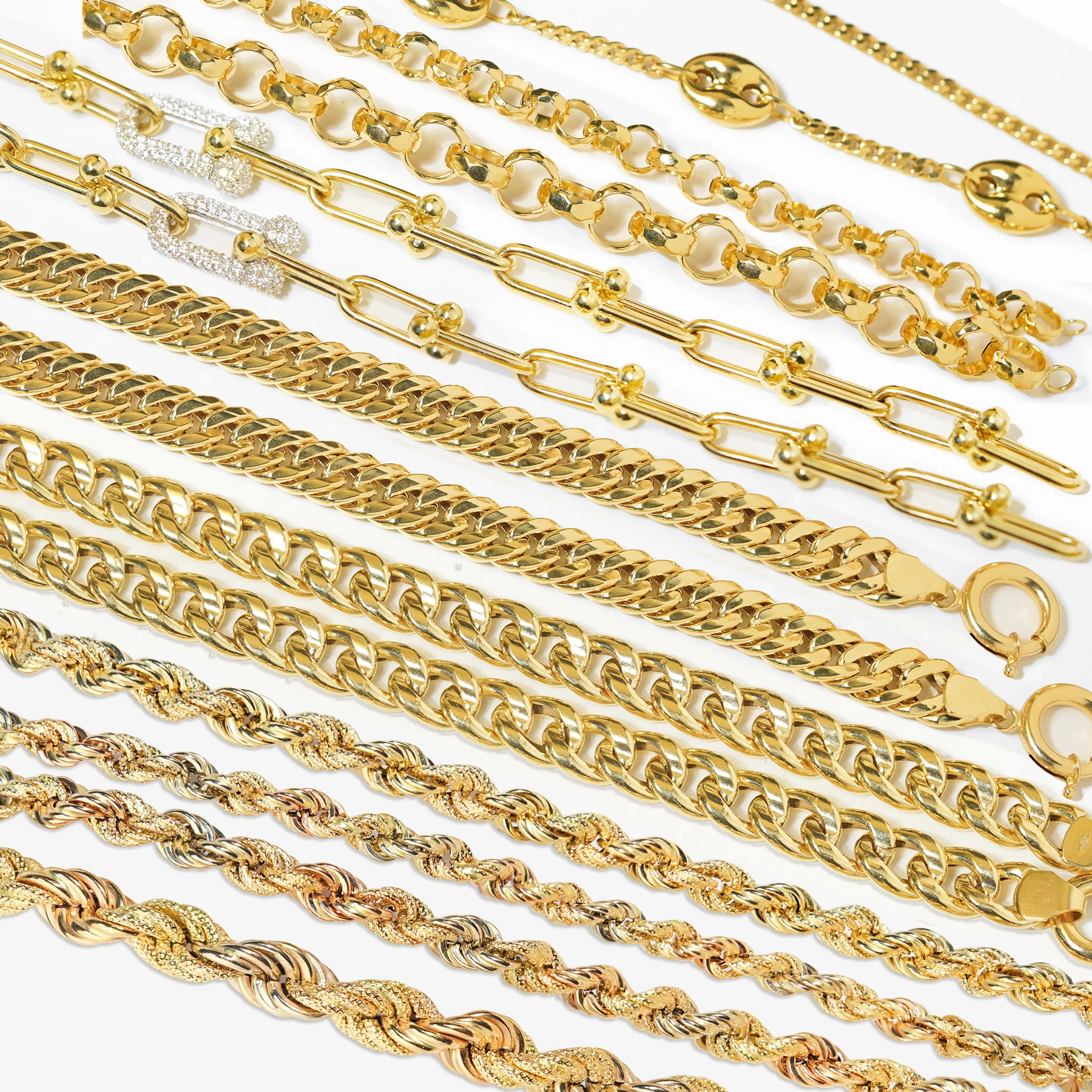 PCX Jewelry Hot selling 18k real gold jewelry manufacturer 18k solid gold Figaro chains necklace pure 18k real Necklace
