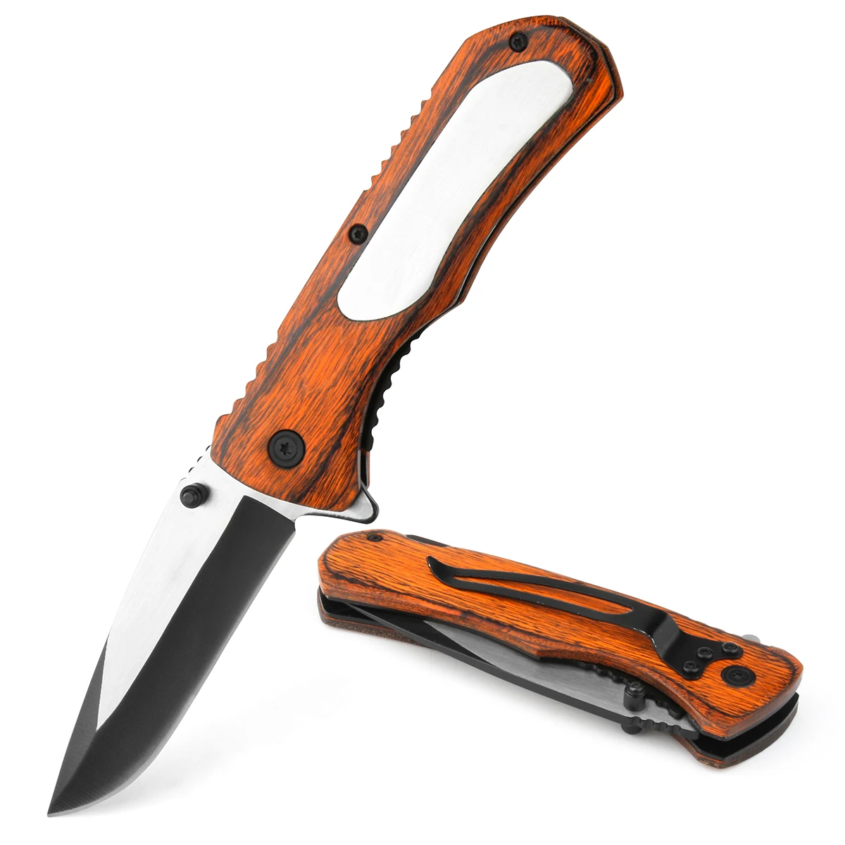 zx1 OEM custom knives 440 steel wood handle pocket folding knife