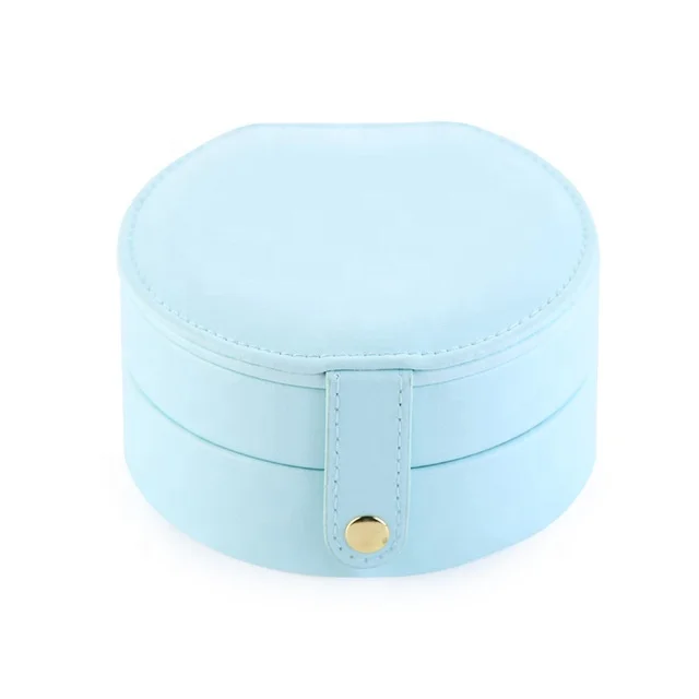 Custom Fashion New Portable white & Pink leather Mini packaging jewelry box with mirror