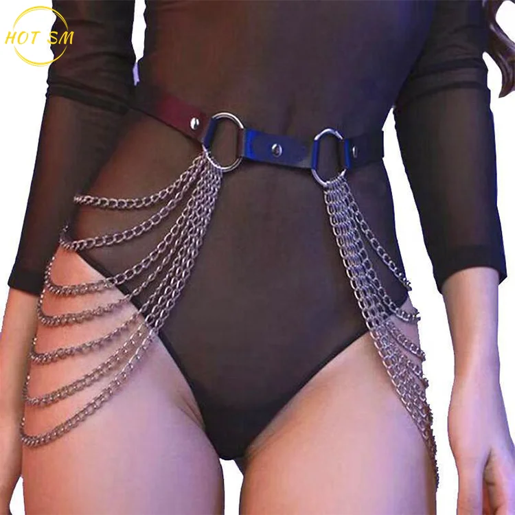 Punk Leather Waist Chains Rave Layered Body Chain Fashion Belts Body Accessories Jewelry for Women and Girls sexy body chain