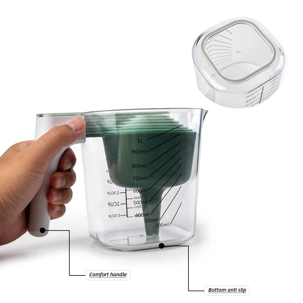 Factory Wholesale Kitchen Accessories BPA Free 9 Pieces Plastic Measuring Cup Set For Baking