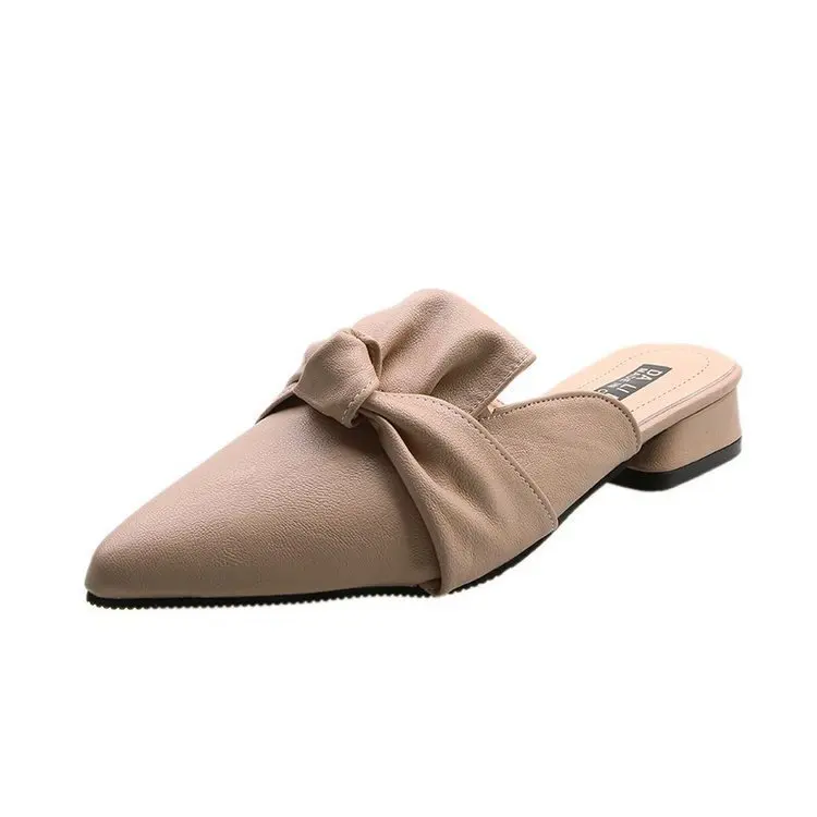 2023 New Taoxi Slippers Female Mary Jane Fashion   Pointed Flat Bottom Thick Heel Sandals