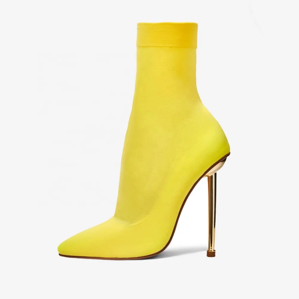 Knit mesh upper pointed toe sexy Lady high heel boot