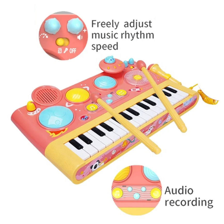 29 Electronic Keyboard Musical Instrument Learning Microphone Audio Record Piano Educational Toy For Girl