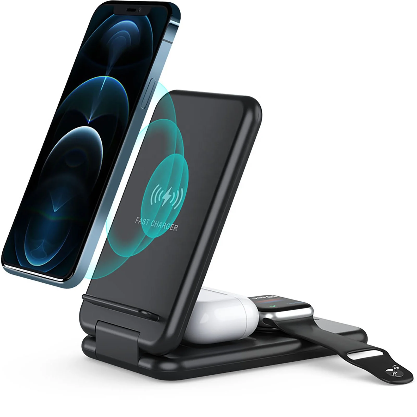 
 Trending Products 2021 New Arrivals 15w Qi Fast Charge 3 in 1 Wireless Phone Charger , 3-in-1 Wireless Charging Dock Station  