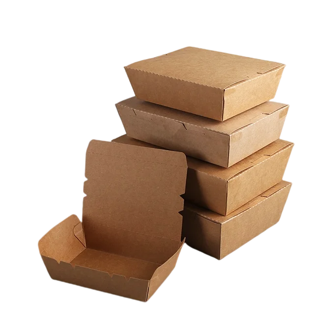 Eco-friendly disposable square food paper box kraft packaging container 800ml 1000ml 1400ml 1500ml 2000ml