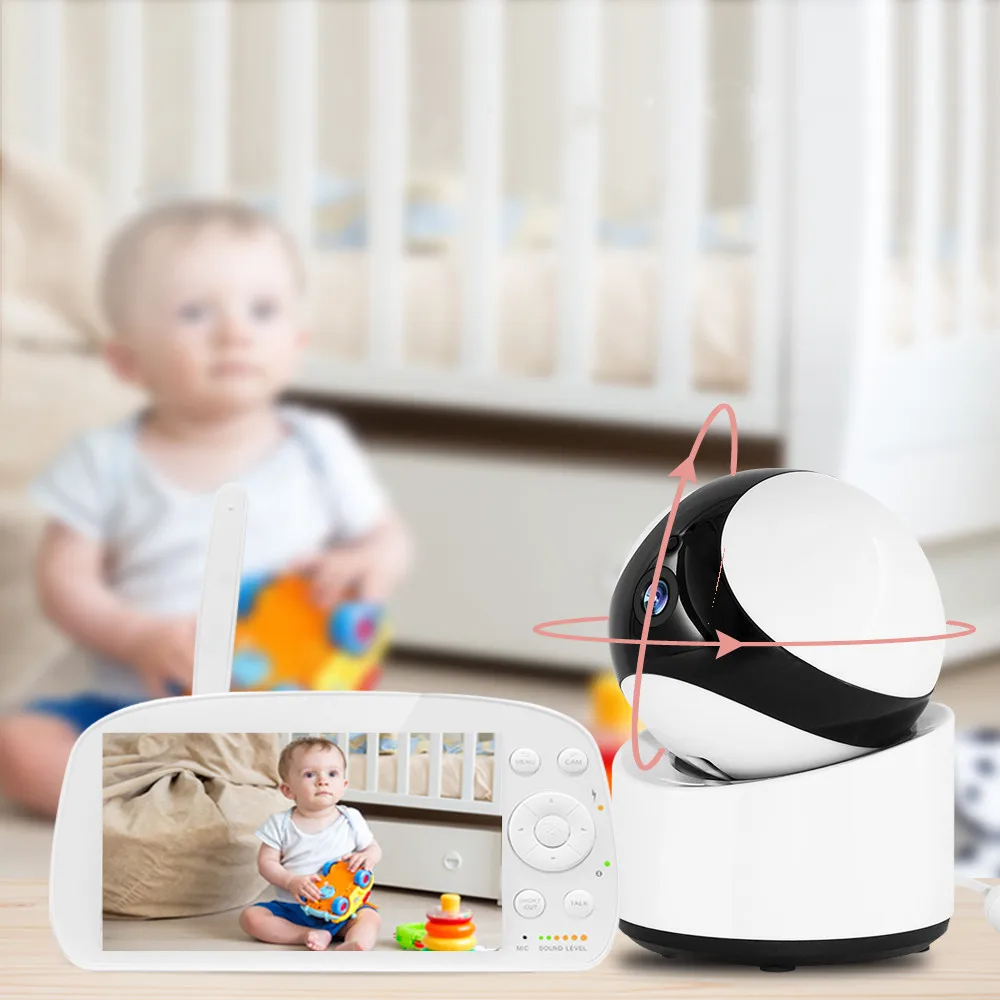 Factory ODM VOX Mode Two Way Talking Night Vision HD 720P Color Babyphone Camera PTZ 5.5 inch Smart Wireless Video Baby Monitor