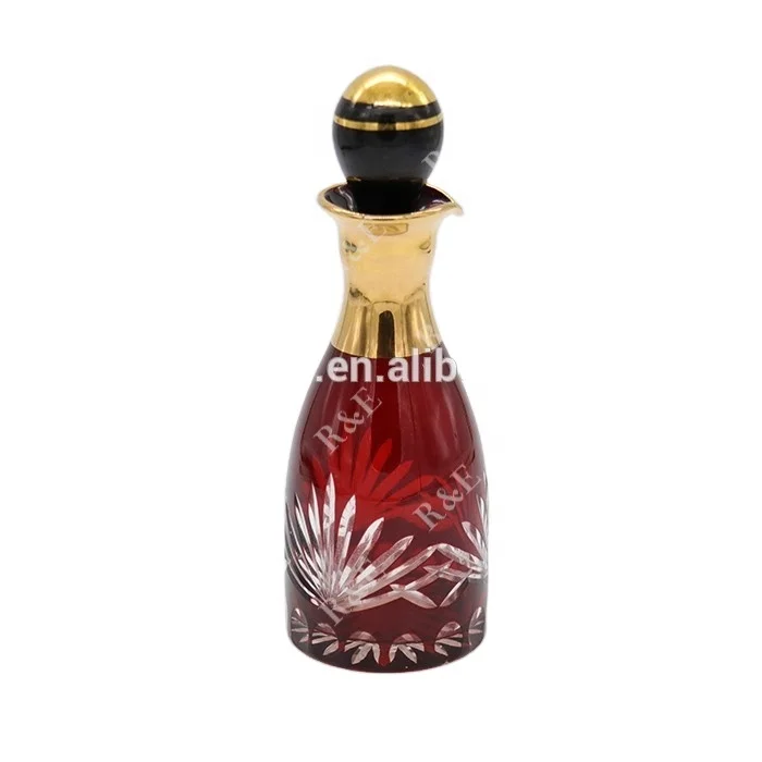 120 ml Fancy Double color perfume glass bottle decanter with engraving pattern / gold decal