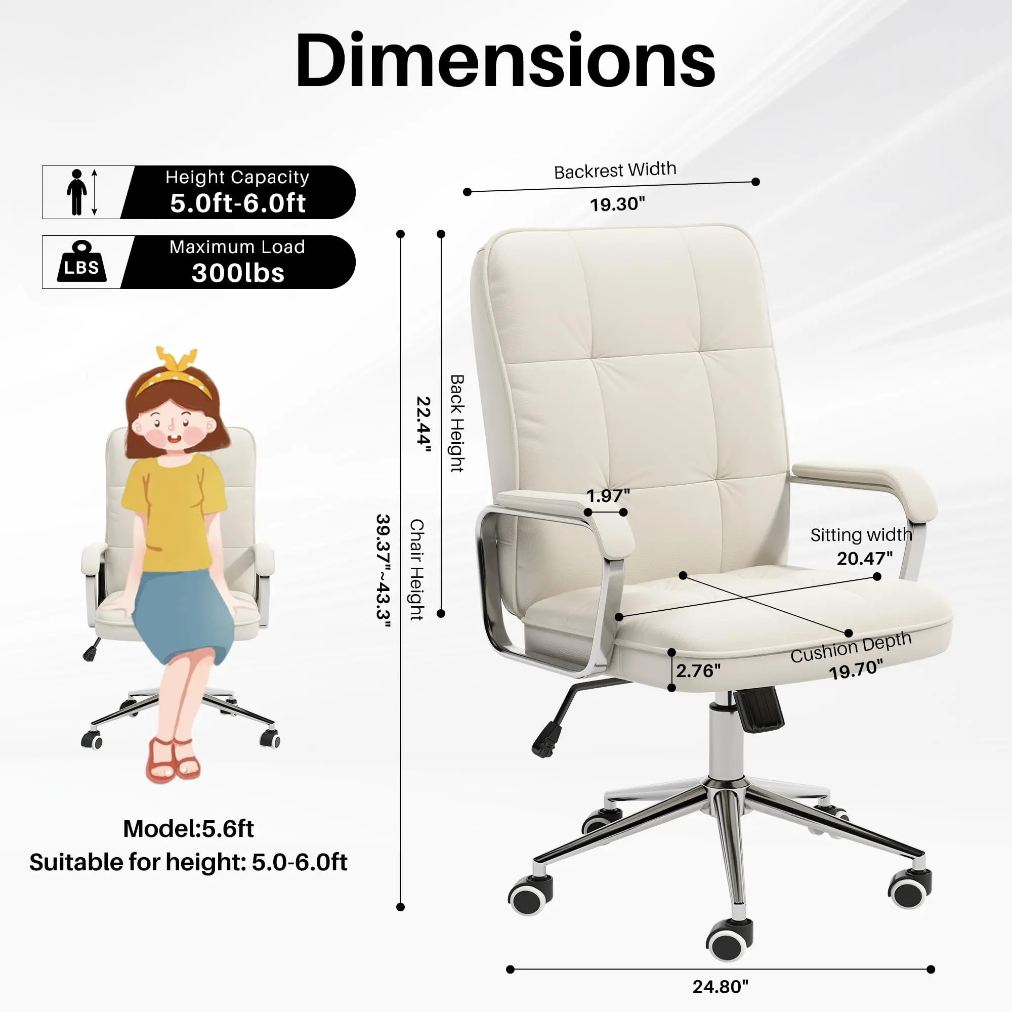 Brazil Leather Large Fabric Revolving Home Office Wheels Padded Arms Soft Leather Adjustable Computer Desk Swivel Chair